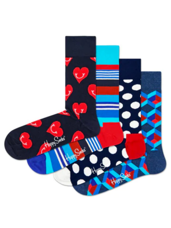 Blå Happy Socks 4-pack nautisk presentförpackning för honom och henne