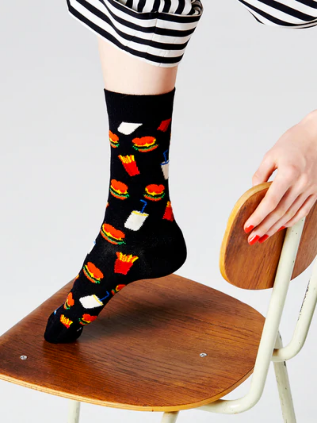 Svarta Happy Socks Hamburgersocka för honom och henne