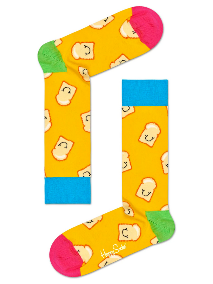 Orange Happy Socks med rostat bröd för honom och henne