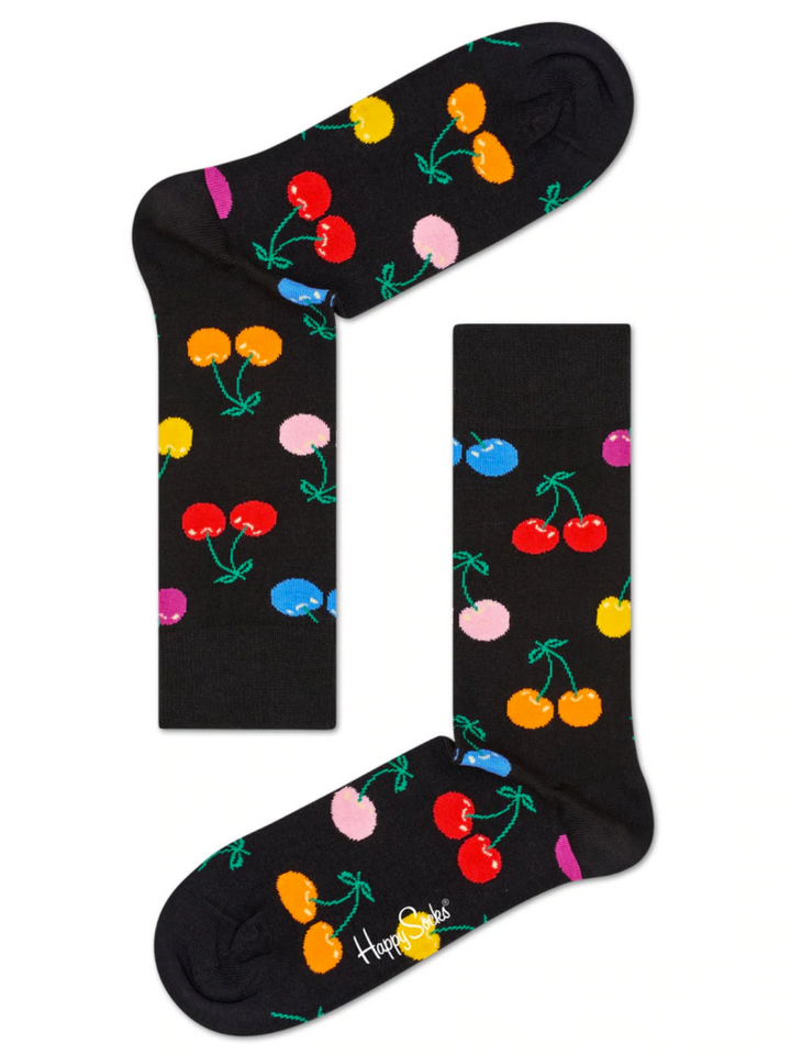 Svarta Happy Socks med körsbär för honom och henne
