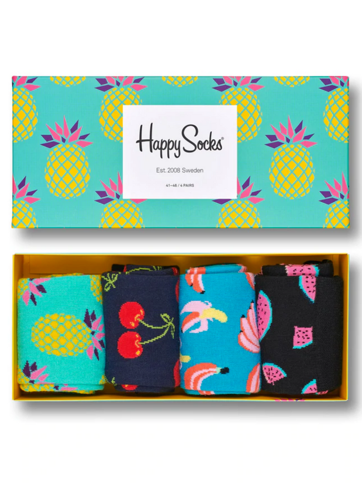 4-pack Happy Socks presentförpackning med fruktmotiv