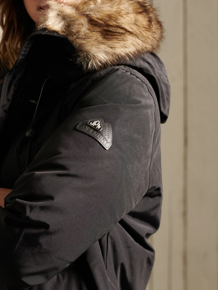 Svart Superdry Parka vinterjacka med huva