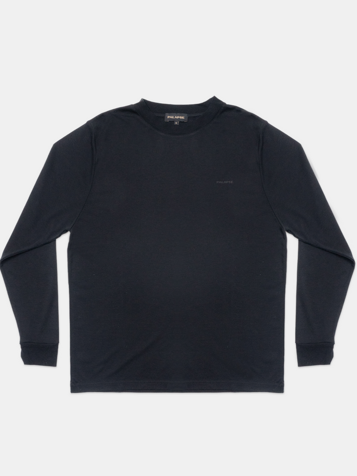 Svart långärmad Palapse Lyocell T-shirt för män