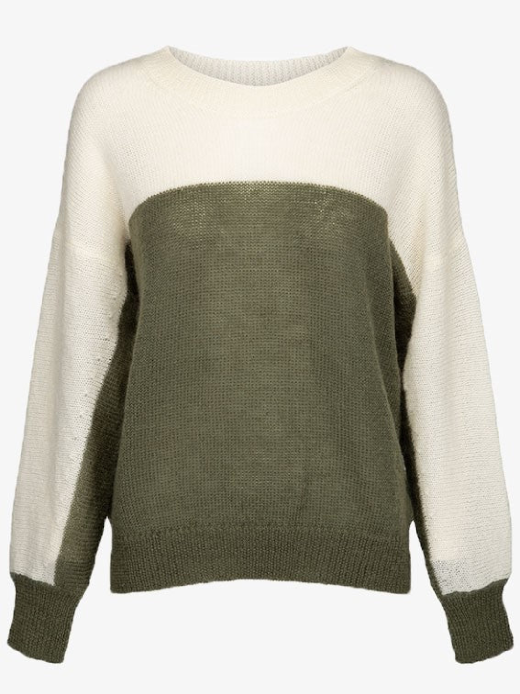 Tvåfärgad Moonbeam Mohair stickad i Army - Sand