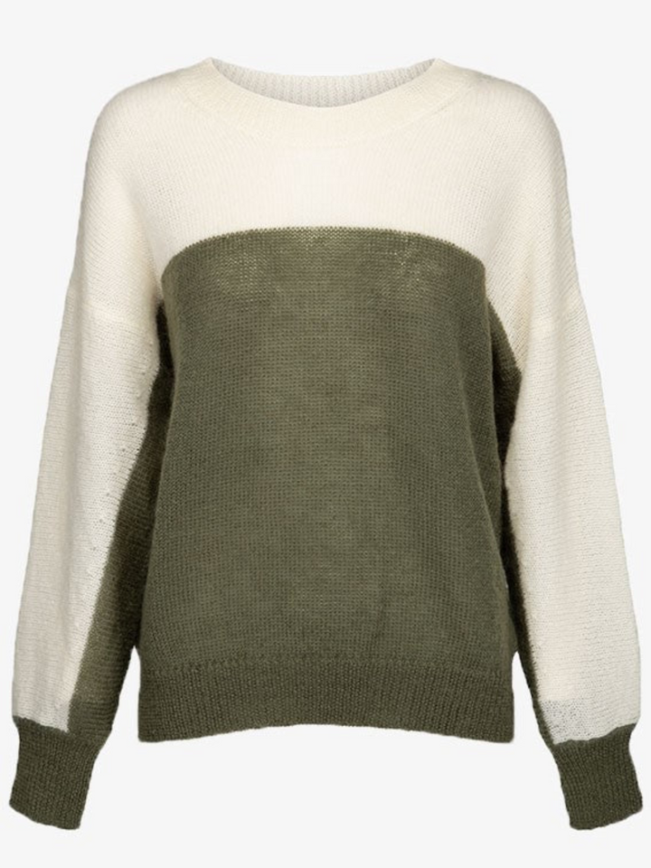 Tvåfärgad Moonbeam Mohair stickad i Army - Sand