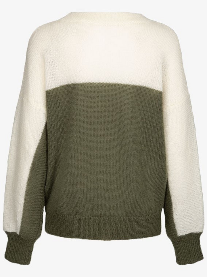 Tvåfärgad Moonbeam Mohair stickad i Army - Sand