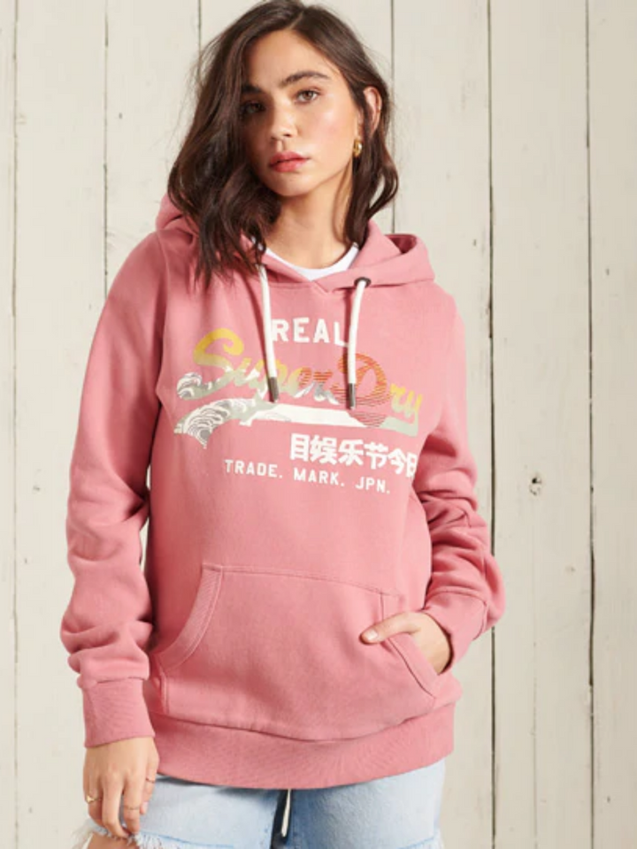 Rosa färgad Superdry Vintage Hoodie