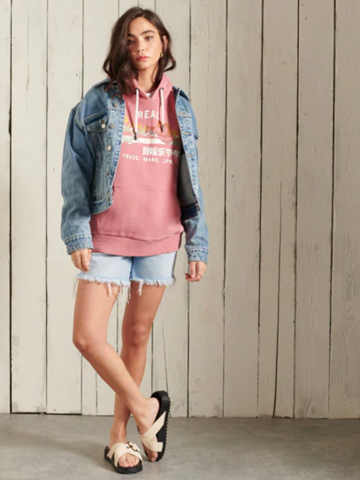 Rosa färgad Superdry Vintage Hoodie