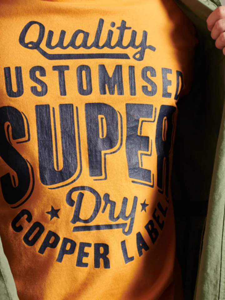 Orange Superdry Workwear grafisk T-shirt
