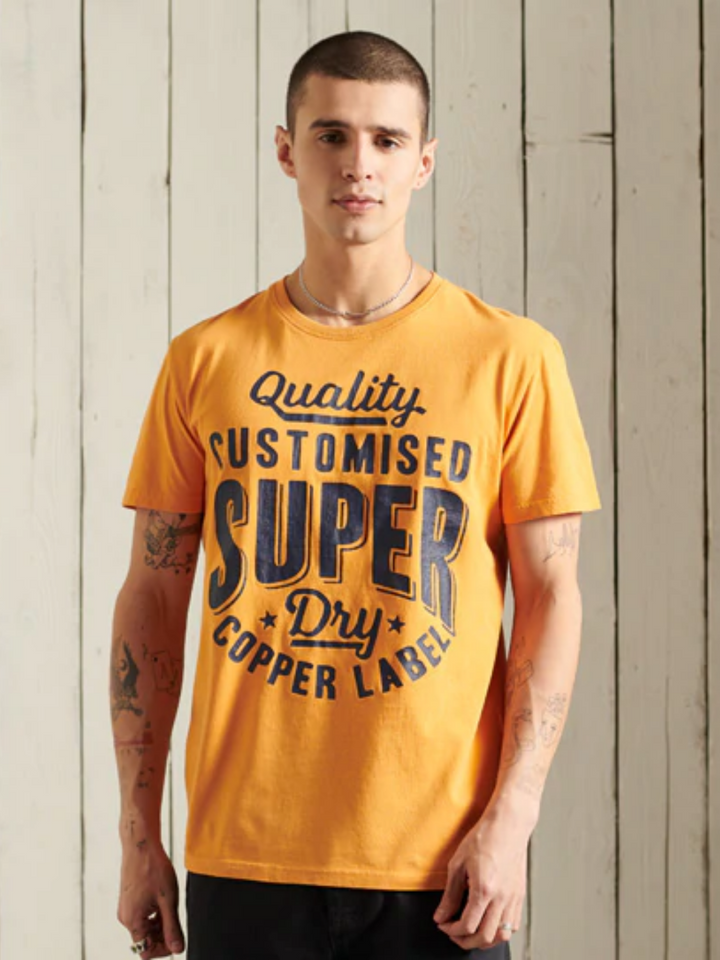 Orange Superdry Workwear grafisk T-shirt