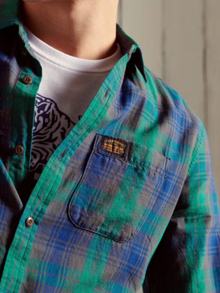 Grön rutig Superdry Workwear-skjorta