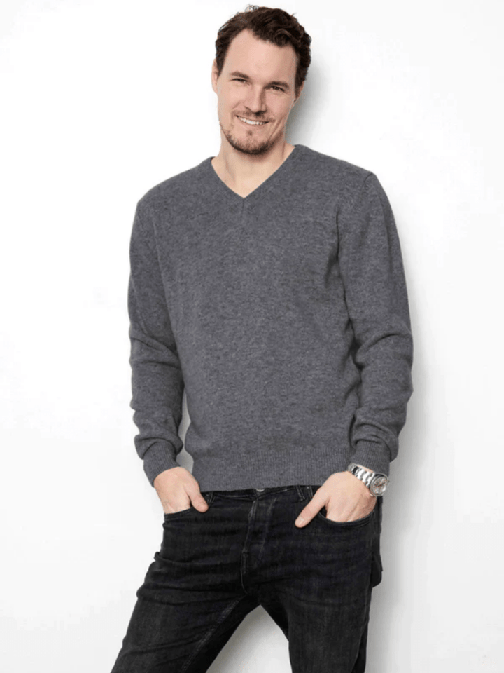 A New Story Koksgrå V - Neck Lambswool Strik S A New Story