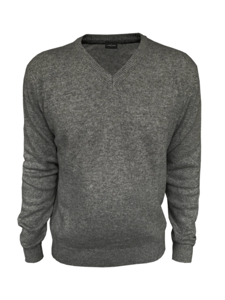 A New Story Koksgrå V - Neck Lambswool Strik S A New Story
