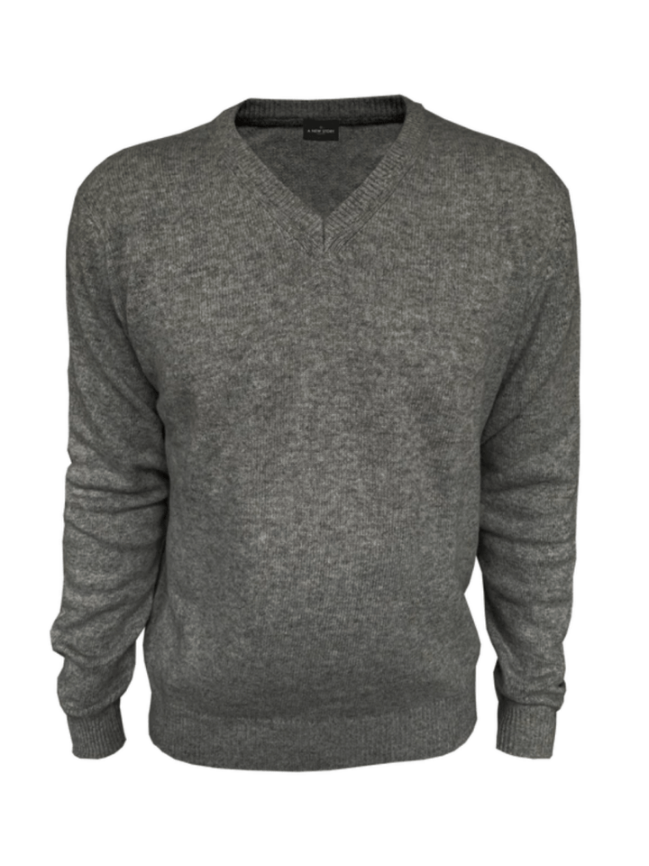 A New Story Koksgrå V - Neck Lambswool Strik S A New Story