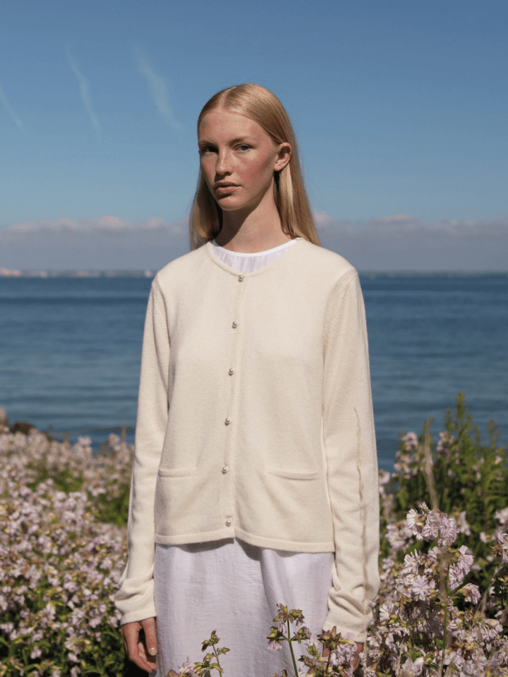 Cremefarvet Månestråle Vilja Cashmere Cardigan 0 Månestråle