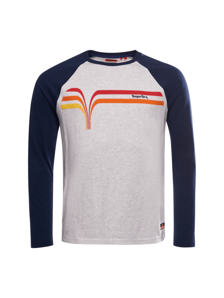 Grå - Blå Superdry Cali Surf Langærmet Herre Baseball T-Shirt L Superdry