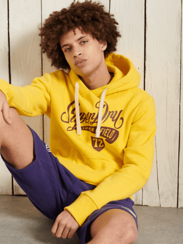 Gul Superdry Collegiate Graphic Herre Hoodie S Superdry