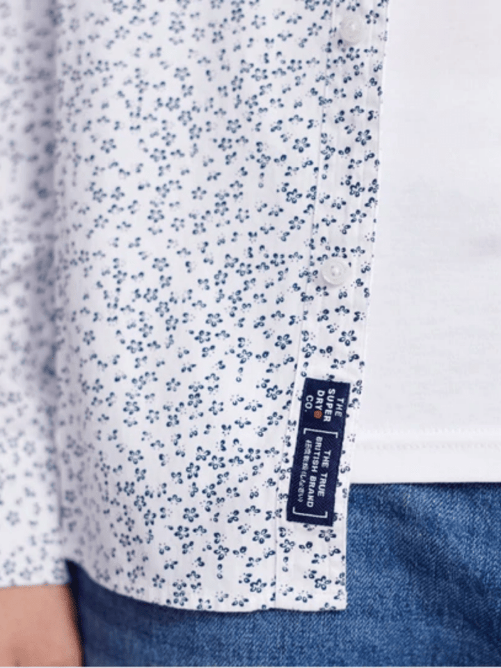 Hvid Blomstret Superdry Herre Skjorte S Superdry