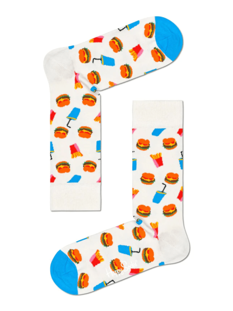 Hvid Happy Socks Hamburger Sock Til Ham 41 - 46 Happy Socks