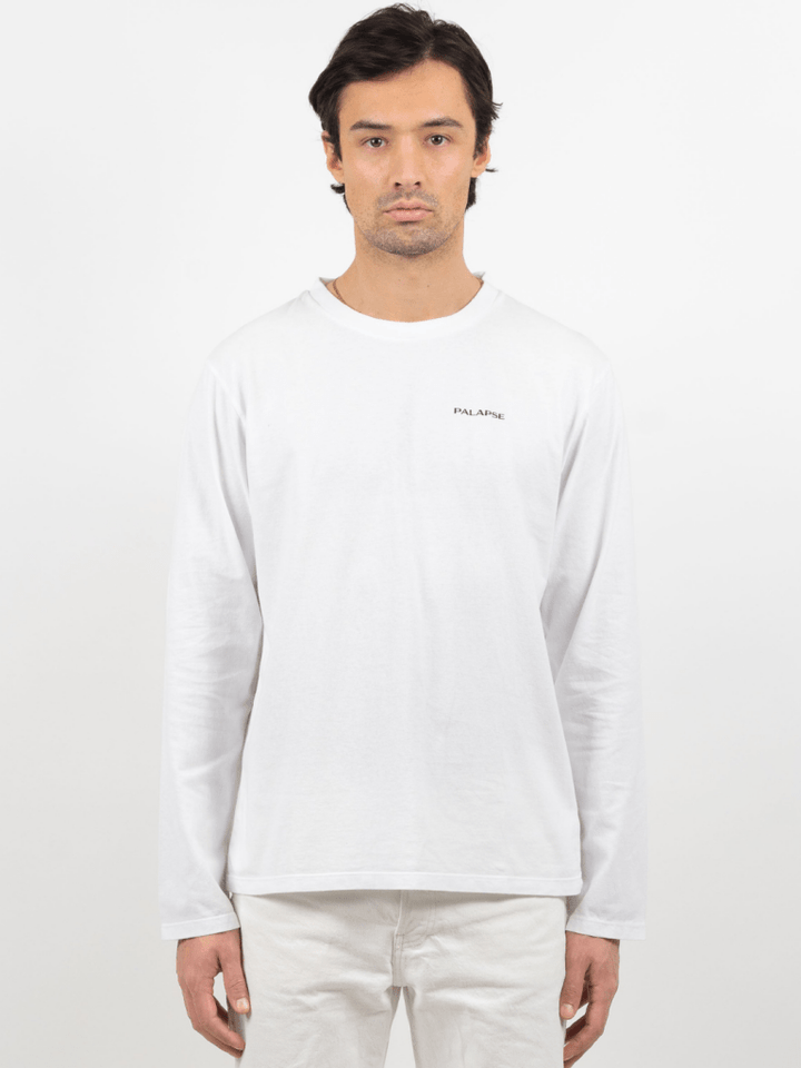 Hvid Langærmet Palapse Herre T-Shirt i Regular Fit S Palapse