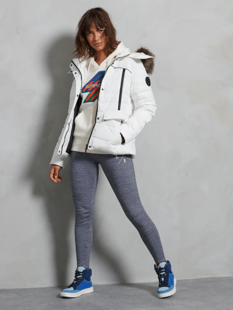 Hvid Superdry Dame Vinterjakke Med Hætte S/10 Superdry