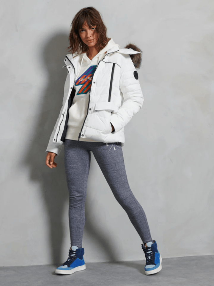 Hvid Superdry Dame Vinterjakke Med Hætte S/10 Superdry