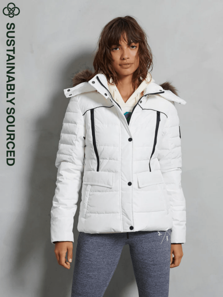 Hvid Superdry Dame Vinterjakke Med Hætte S/10 Superdry
