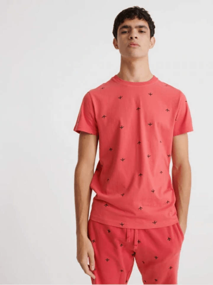 Koralrød Superdry Aop Herre T-Shirt S Superdry