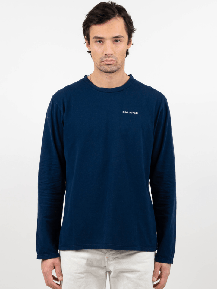 Langærmet Blå Palapse Herre T-Shirt i Regular Fit S Palapse