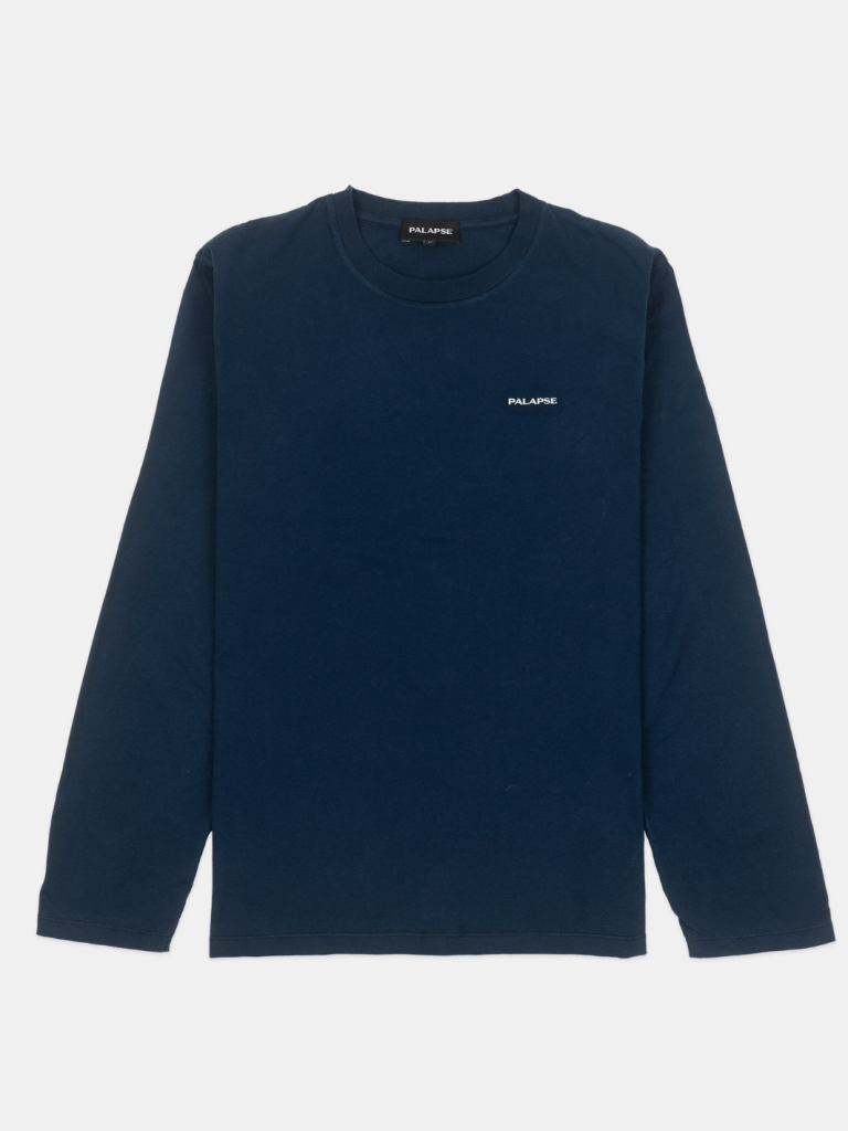 Langærmet Blå Palapse Herre T-Shirt i Regular Fit S Palapse