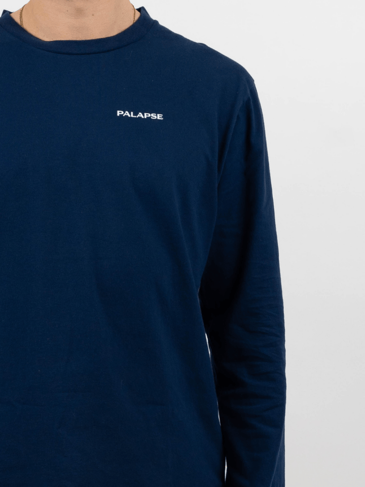 Langærmet Blå Palapse Herre T-Shirt i Regular Fit S Palapse