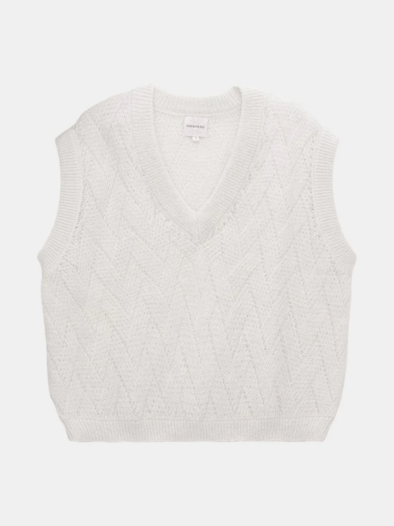 Lysegrå Månestråle Mohair strikvest 0 Månestråle
