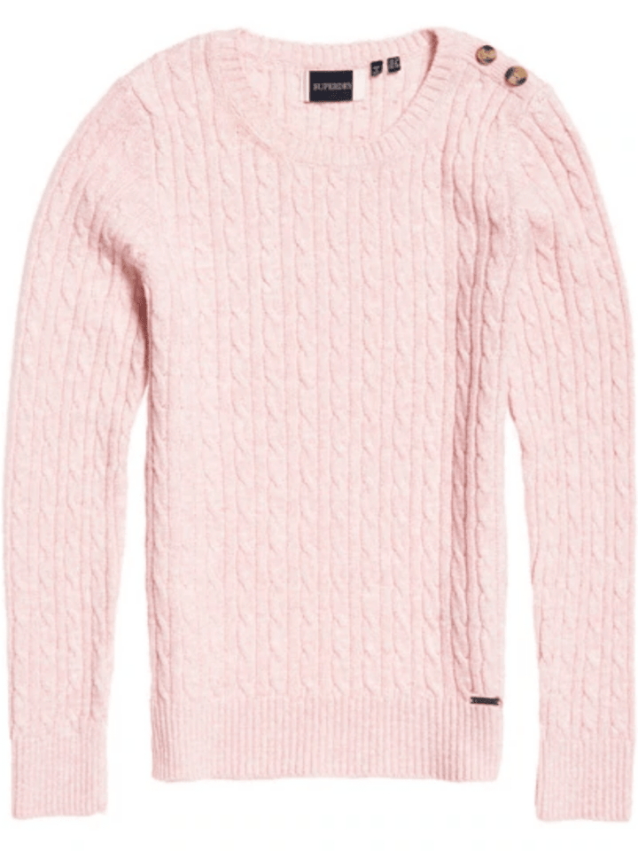 Lyserød Superdry Dame Kabel Strik XS/8 Superdry