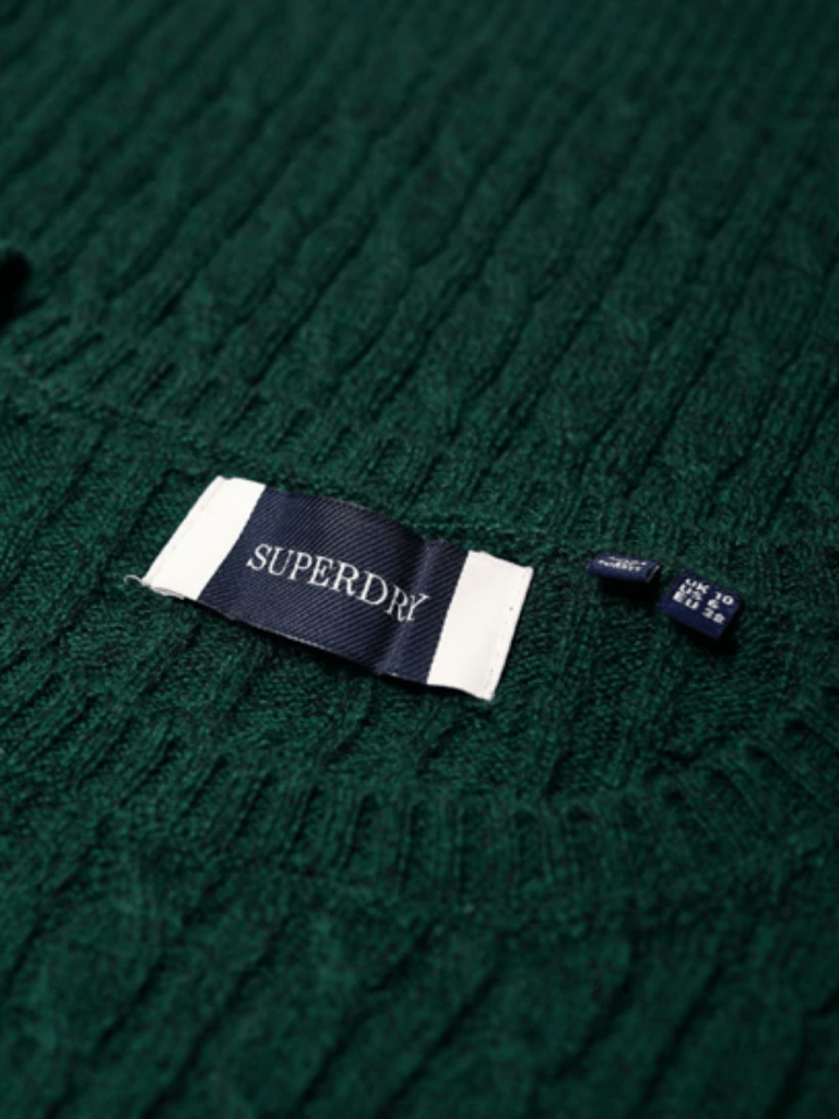 Mørkegrøn Superdry Dame Kabel Strik XS/8 Superdry