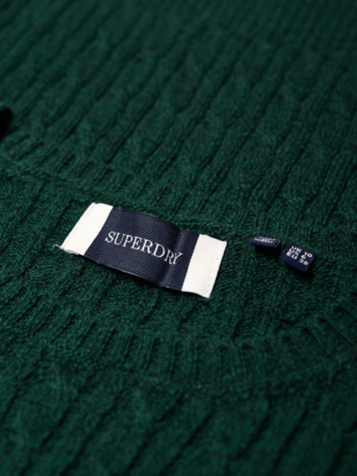 Mørkegrøn Superdry Dame Kabel Strik XS/8 Superdry