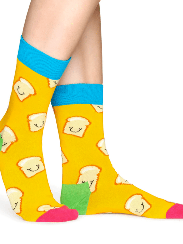Orange Happy Socks Med Toast Motiver Til Ham & Hende 36 - 40 Happy Socks