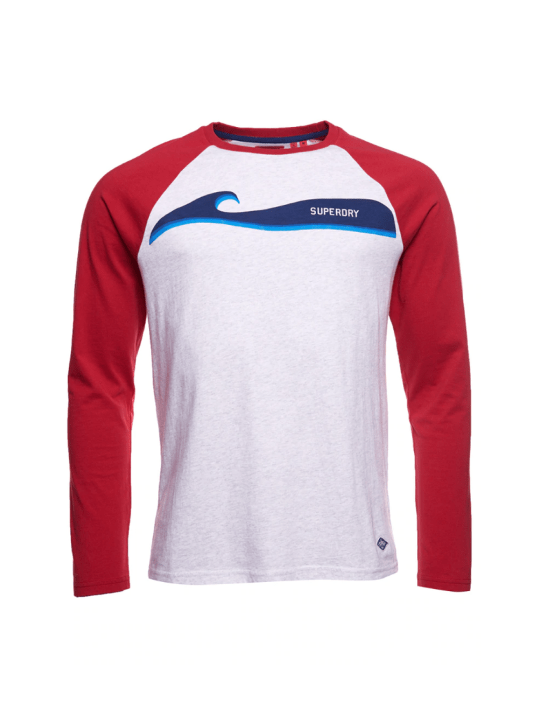 Rød - Grå Langærmet Superdry Surf Sleeve Baseball T-Shirt M Superdry