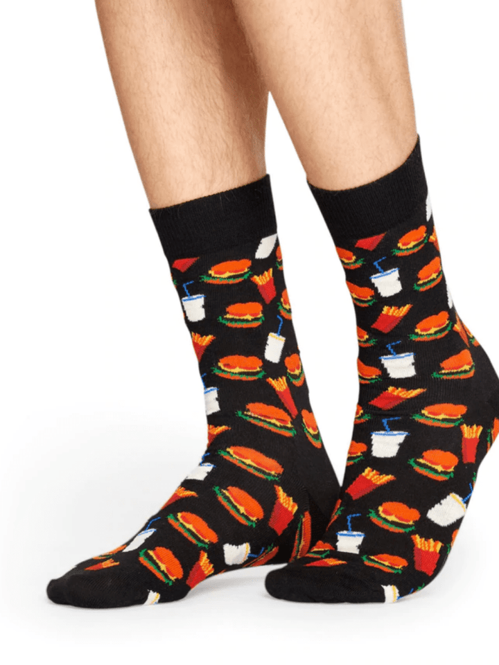 Sort Happy Socks Hamburger Sock Til Ham & Hende 36 - 40 Happy Socks