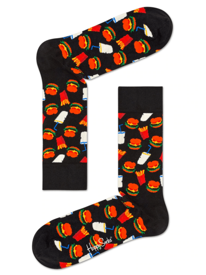 Sort Happy Socks Hamburger Sock Til Ham & Hende 36 - 40 Happy Socks