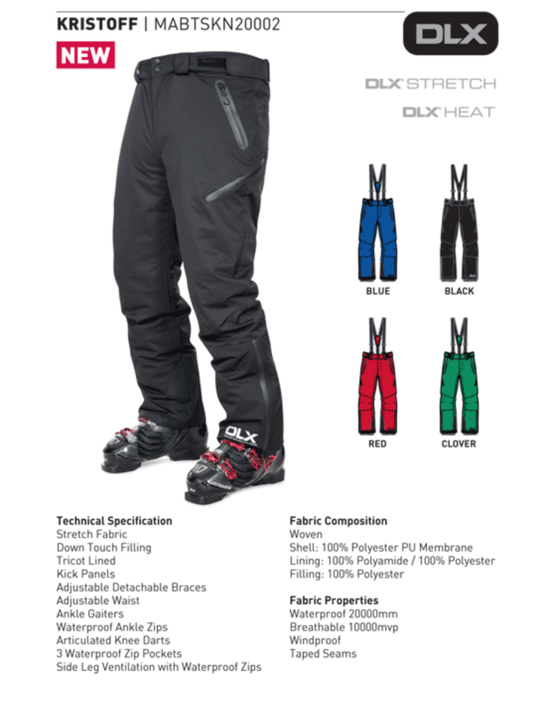 Sort Trespass Herre Skibuks Med Stretch XXS Trespass