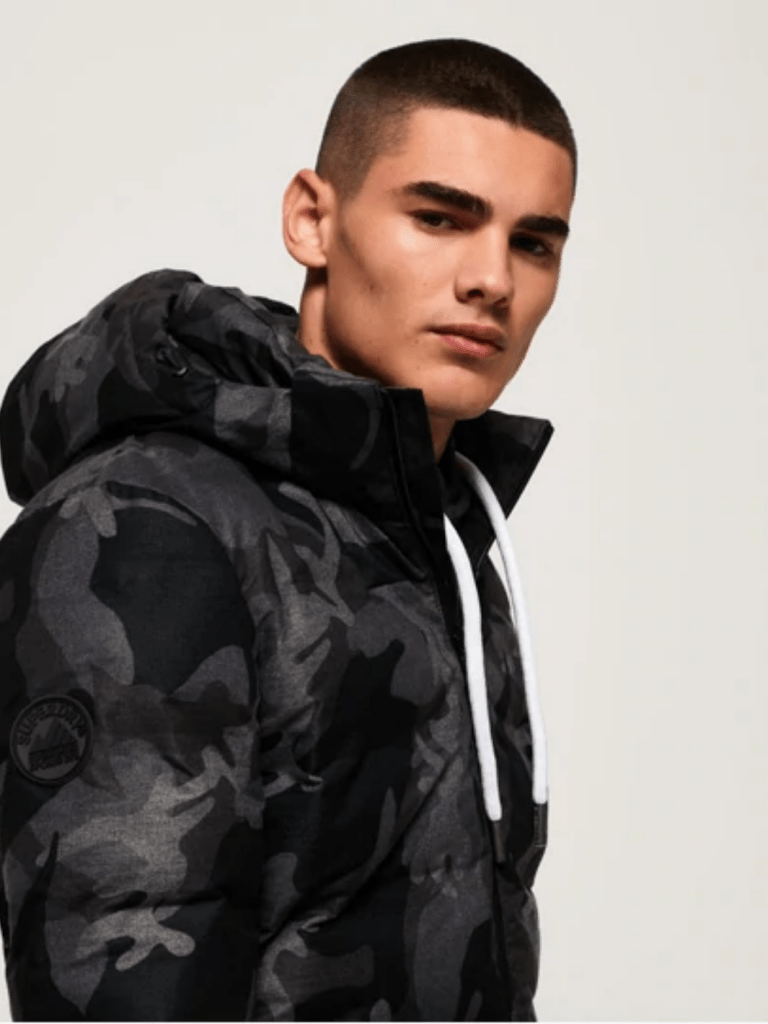 Sort/Grå Superdry Puffer Herre Camo Jakke L Superdry