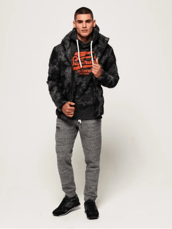 Sort/Grå Superdry Puffer Herre Camo Jakke L Superdry