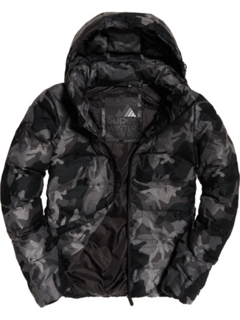 Sort/Grå Superdry Puffer Herre Camo Jakke L Superdry