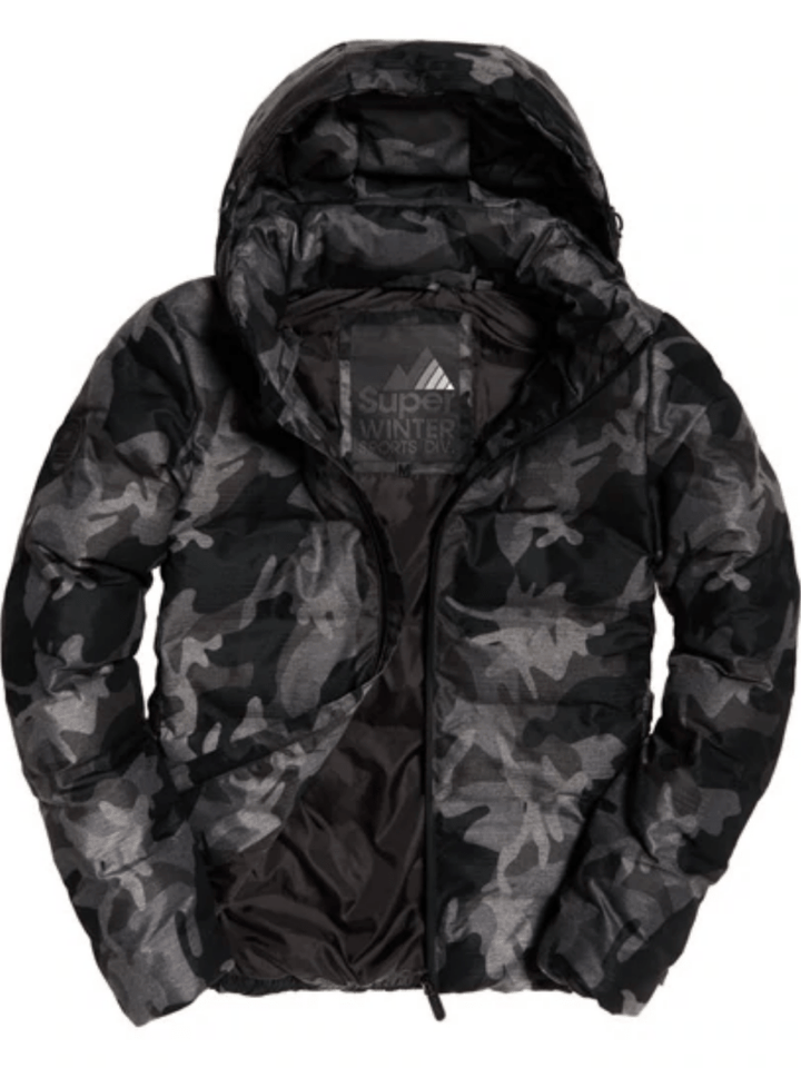 Sort/Grå Superdry Puffer Herre Camo Jakke L Superdry