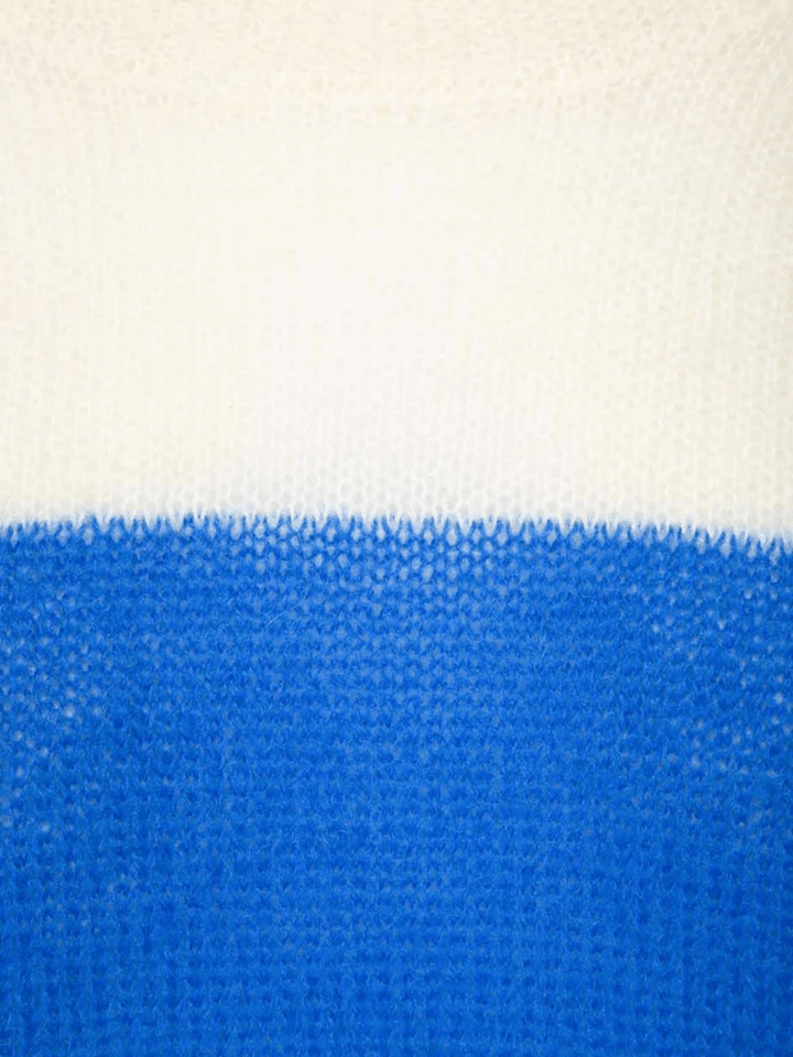 Tofarvet Månestråle Mohair strik Kobolt / Sand 0 Månestråle
