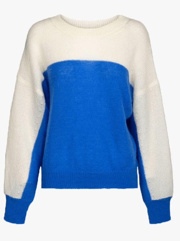 Tofarvet Månestråle Mohair strik Kobolt / Sand 0 Månestråle